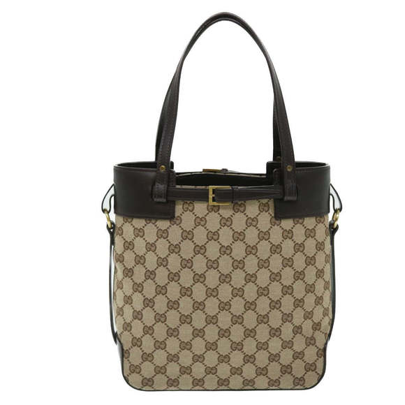 GUCCI Gg Canvas Tote Bag Canvas Leather Beige Brown 107757 Auth Ki3340 - Picture 13 of 16